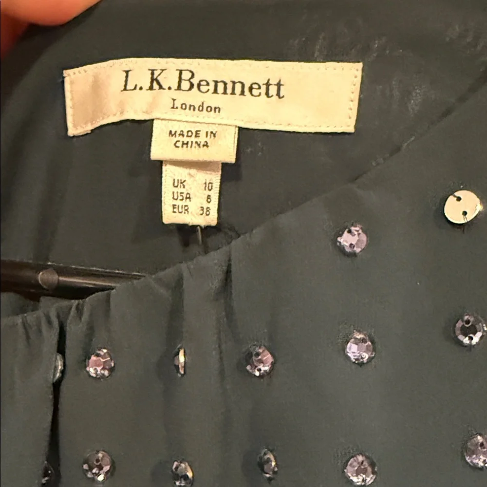 LK Bennett Dark blue Long Sleeve Dress with Studded Accents - Picture 4 of 11